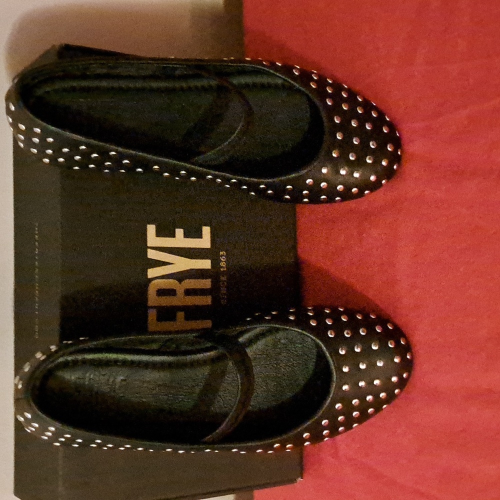 Frye Emma Studded Black Mary Jane Flats - Picture 2 of 8